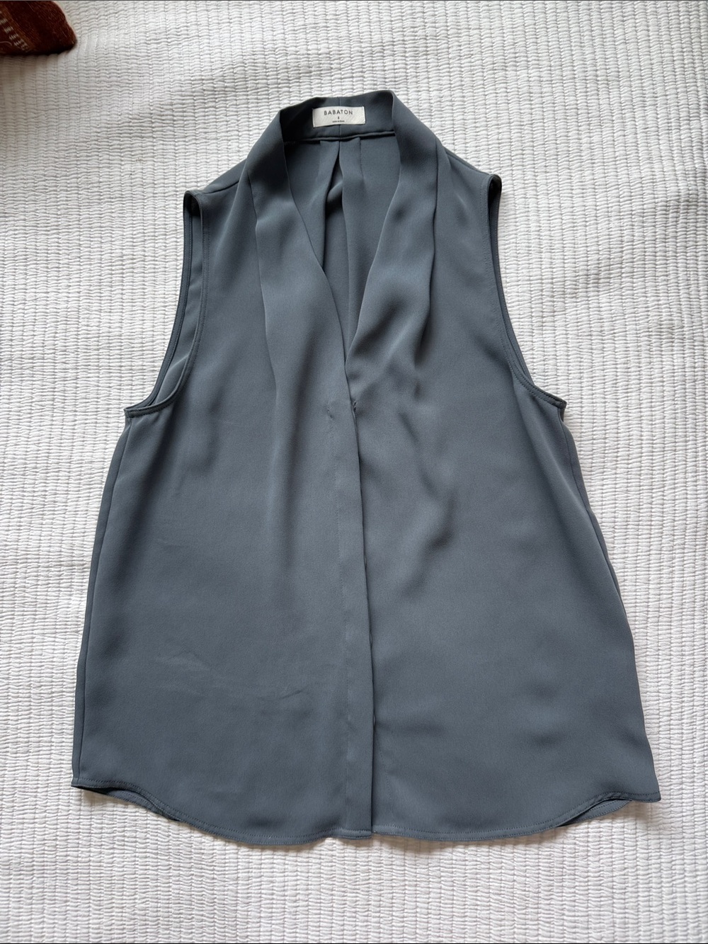 Babaton Sleek Sleeveless V-Neck Blouse in Charcoal